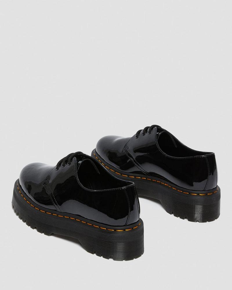 Dr Martens 1461 Lak Læder Platform Oxford Sko Dame Sort | DK 364DFM